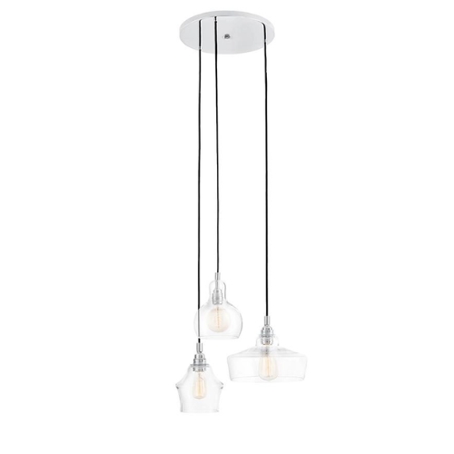 Lampa wisząca trzypunktowa LONGIS CHROM 3 na plafonie