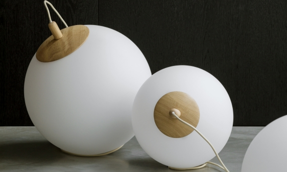 White balls with wooden finish