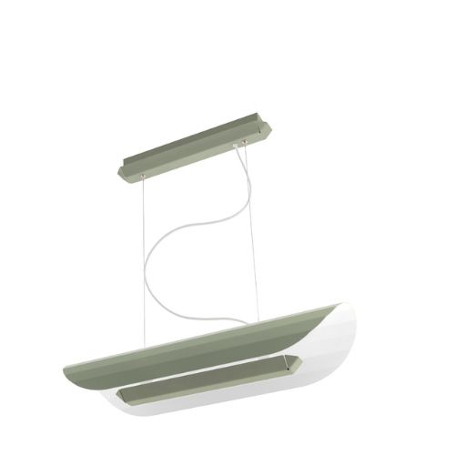 APOLIN 65 cm linear pendant lamp, sage and white