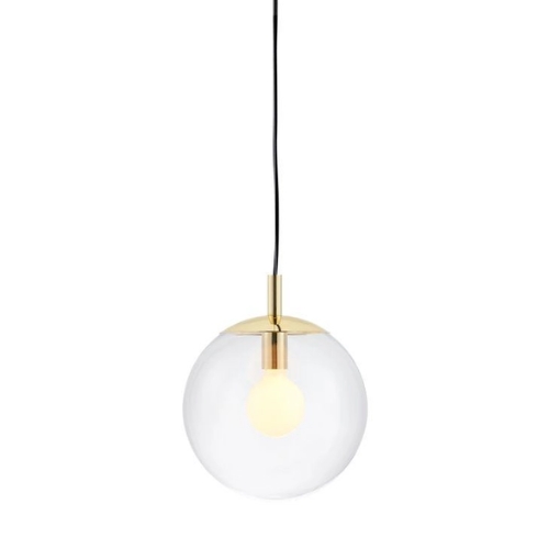 ALUR S gold pendant lamp, transparent shade, 25 cm