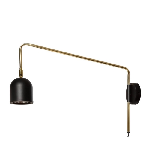 GASPAR black-gold wall lamp, on a cantilever, with an on/off switch