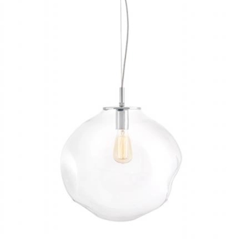 AVIA L transparent pendant lamp, 40 cm, chrome