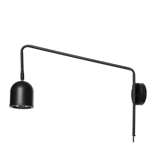 GASPAR wall lamp black, on a cantilever, with an on/off switch