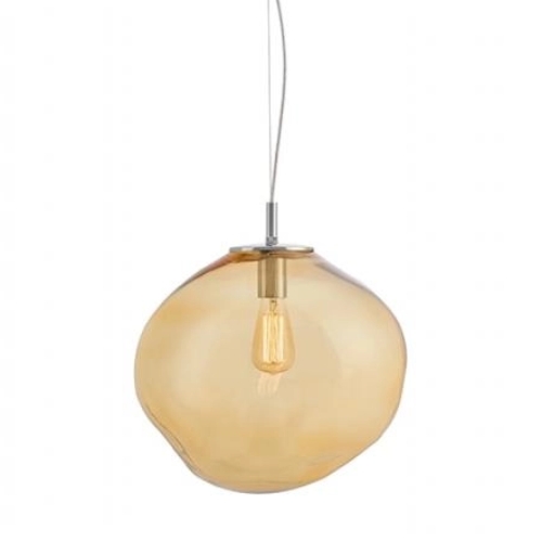 AVIA L amber pendant lamp, 40 cm, chrome