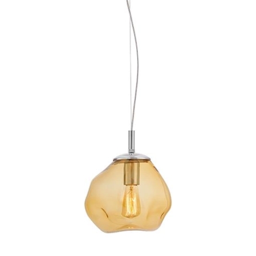 AVIA S amber pendant lamp, 25 cm, chrome