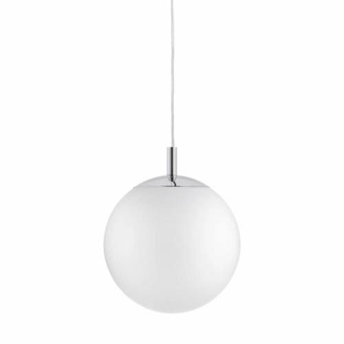 ALUR M chrome pendant lamp, white shade, 30 cm