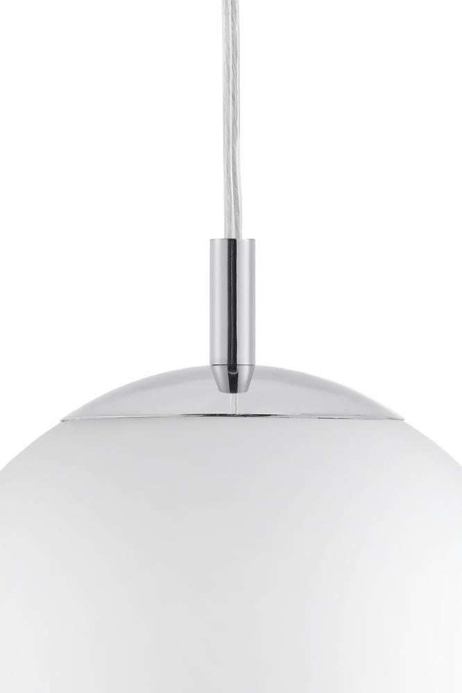 ALUR M chrome pendant lamp, white shade, 30 cm