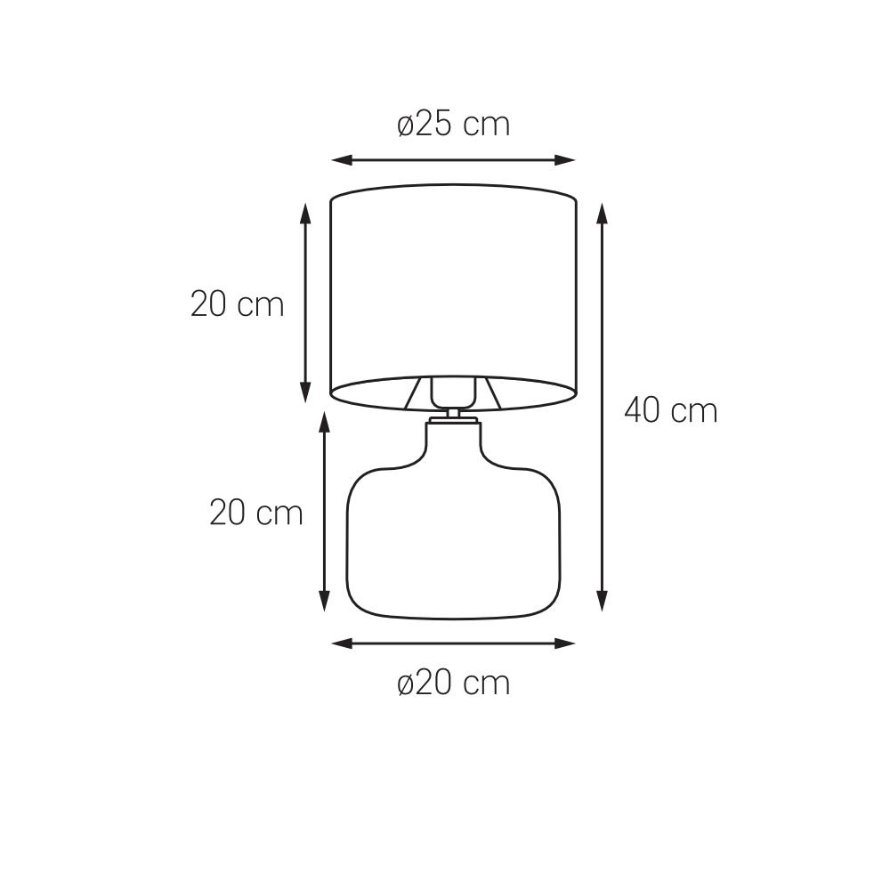 Lampa stołowa LORA szara, transparentna podstawa