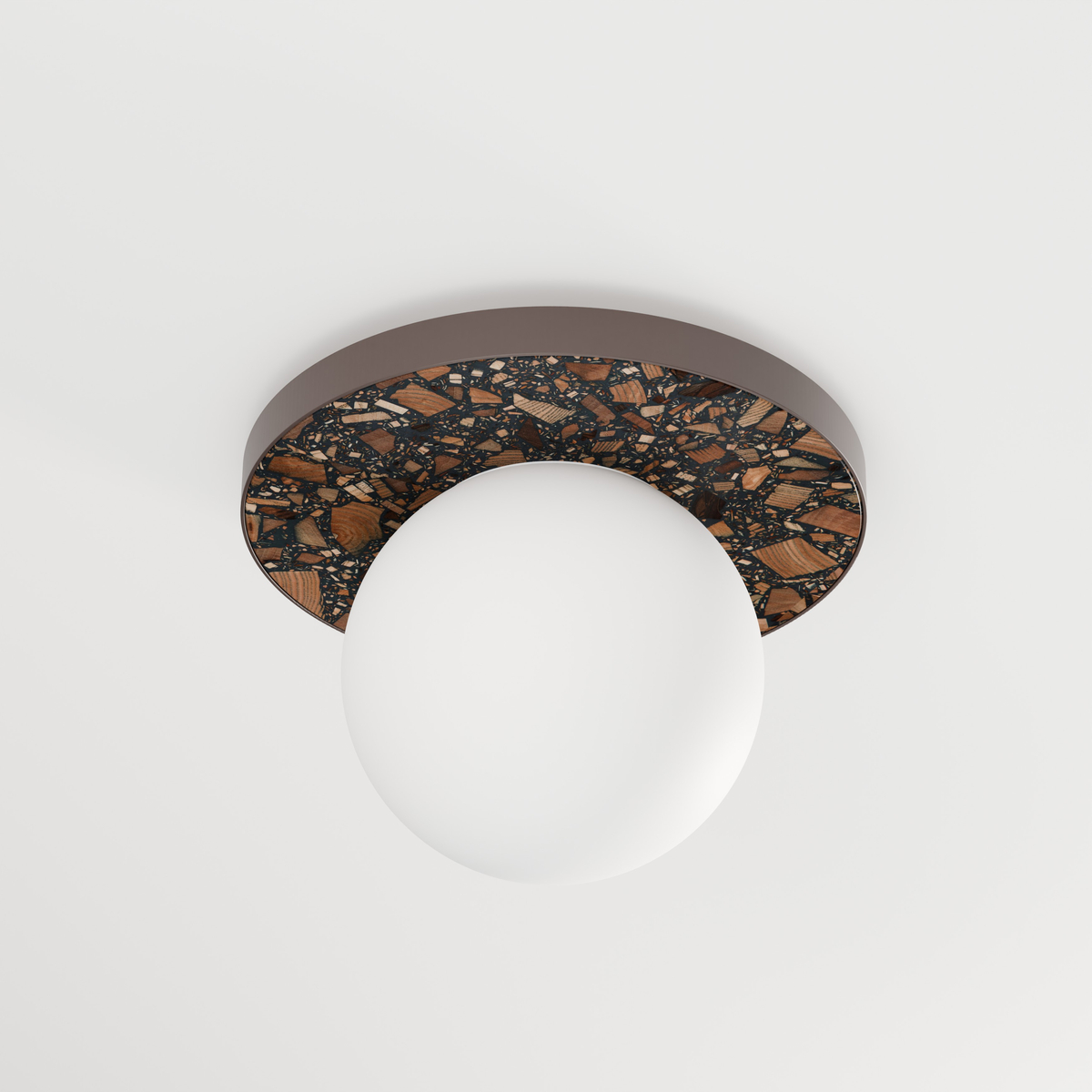 Round wall lamp LEGRA IP44, dark brown