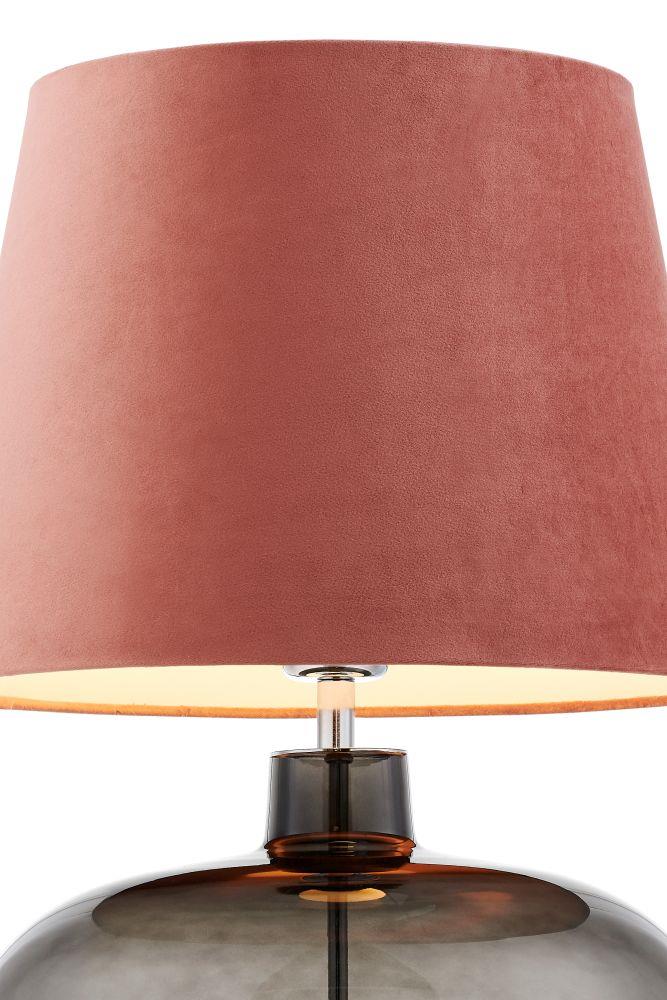 Lampa stołowa SAWA VELVET różowa, przydymiona podstawa