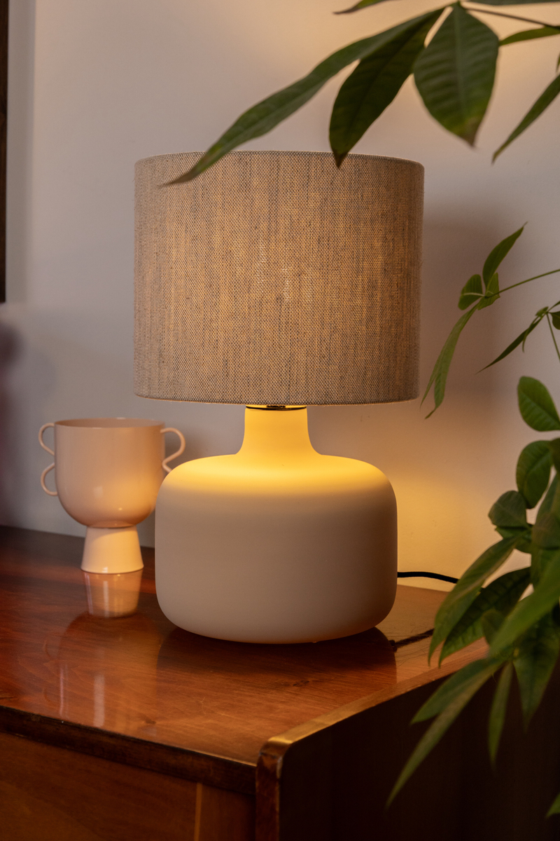 Lampa stołowa LORA len, beżowa podstawa