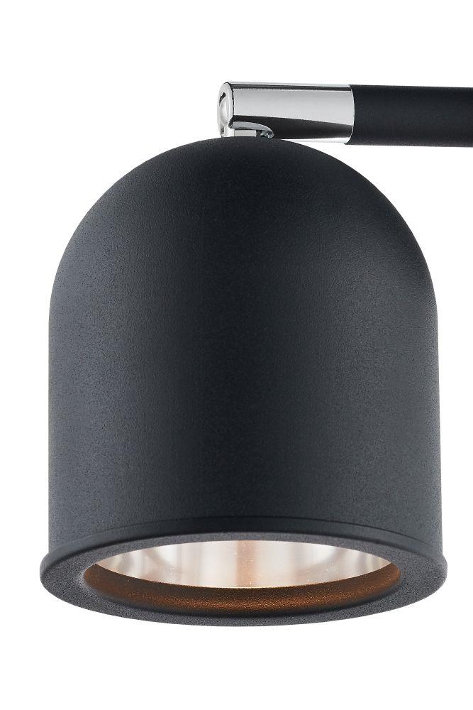 SPARK 4 four-point ceiling spotlight black with chrome finish, on strip