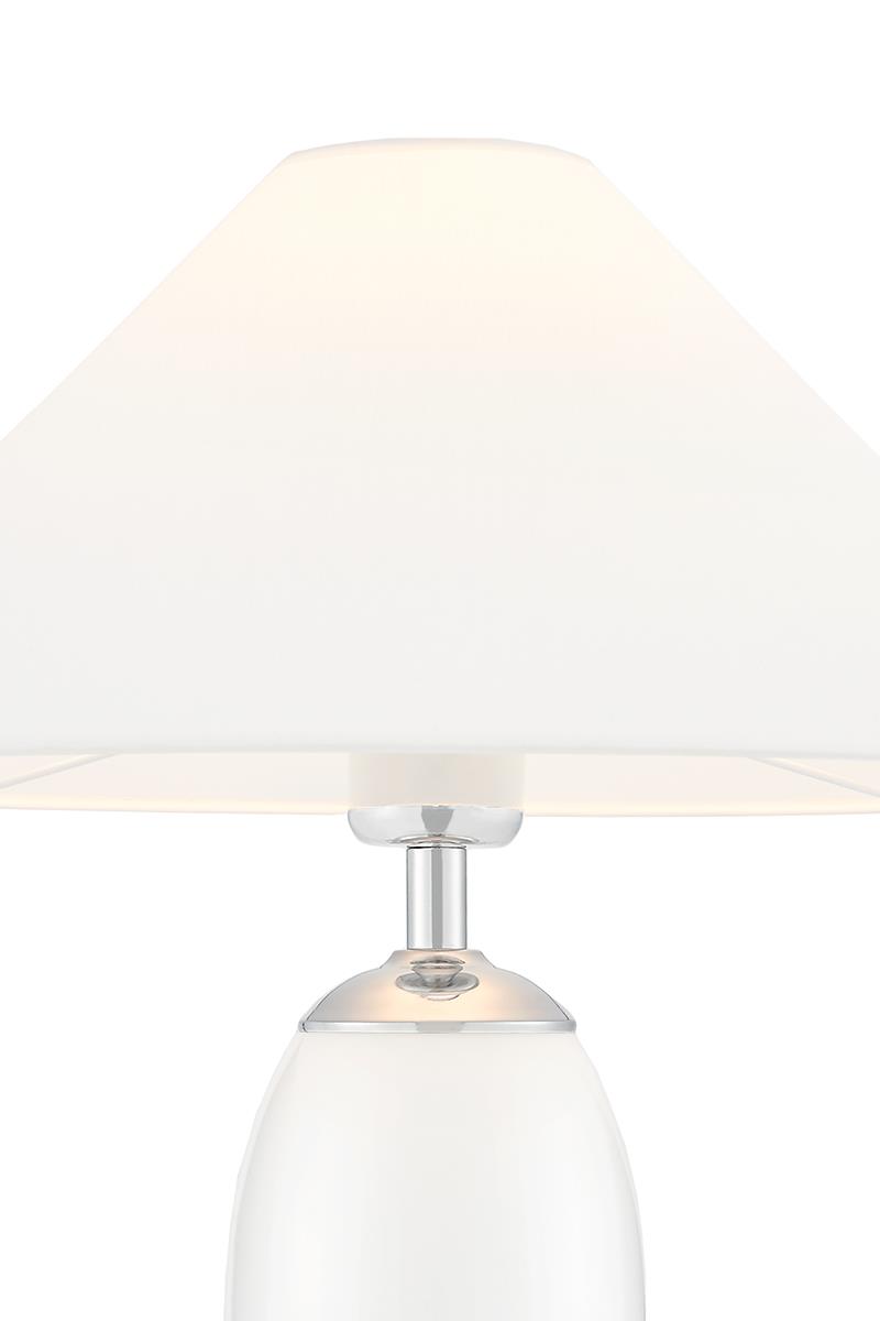 Lampa stołowa REA SILVER biała, z białą podstawą