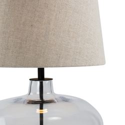 Lampa stołowa SAWA NEW len, transparentna podstawa