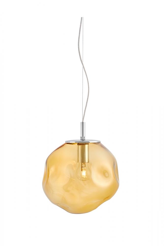 AVIA M amber pendant lamp, 30 cm, chrome