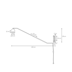 Wall lamp PURO white, on a cantilever, with an on/off switch