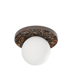 Round wall lamp LEGRA IP44, dark brown