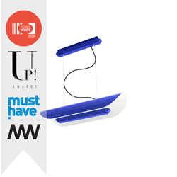 APOLIN 65 cm linear pendant lamp, cobalt white