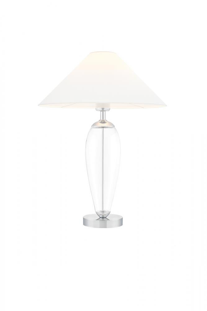 Lampa stołowa REA SILVER biała, z transparentną podstawą