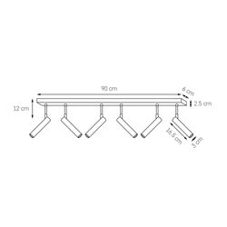 LARS 6 six-point ceiling spotlight, black