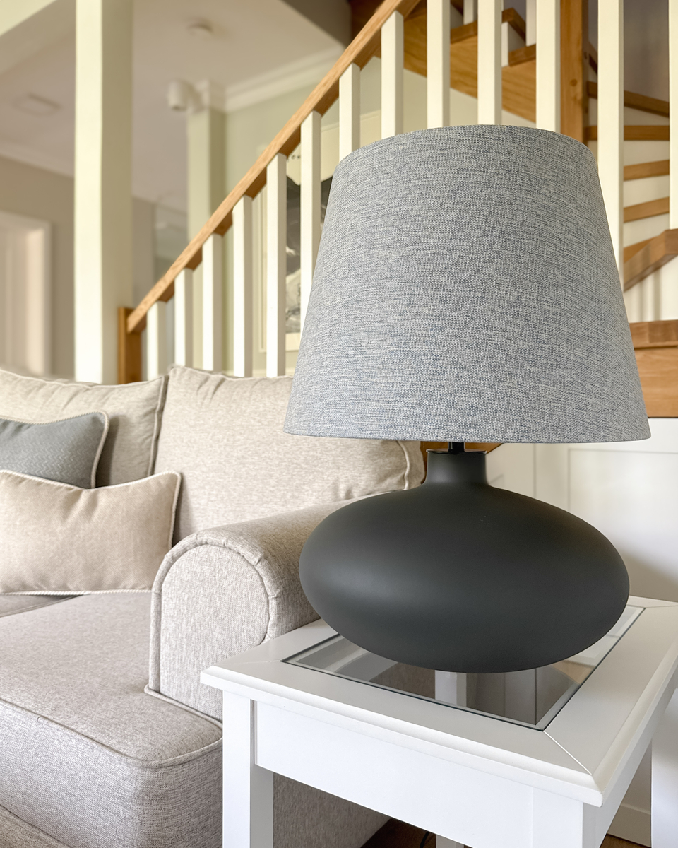 Lampa stołowa SAWA CLASSIC błękitny melanż, grafitowa podstawa