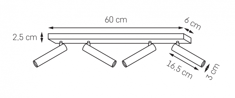 Lampa przysufitowa czteropunktowa ROLL 4 biała