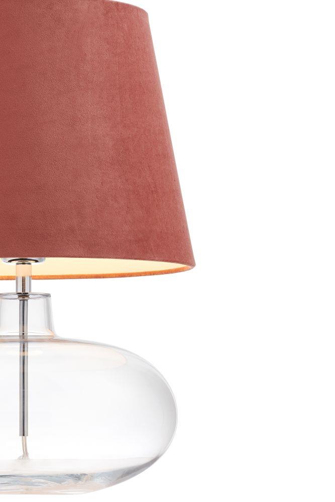 Lampa stołowa SAWA VELVET różowa, transparentna podstawa