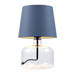 Lampa stołowa GAJA niebieska, transparentna podstawa