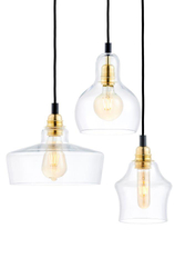 Lampa wisząca trzypunktowa LONGIS GOLD 3 na plafonie