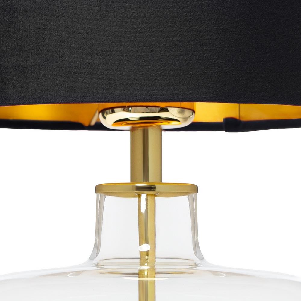 Lampa stołowa LORA czarna, transparentna podstawa