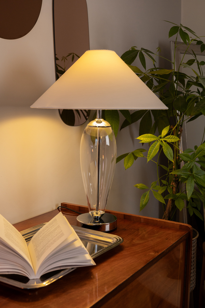 REA SILVER table lamp white, with transparent base