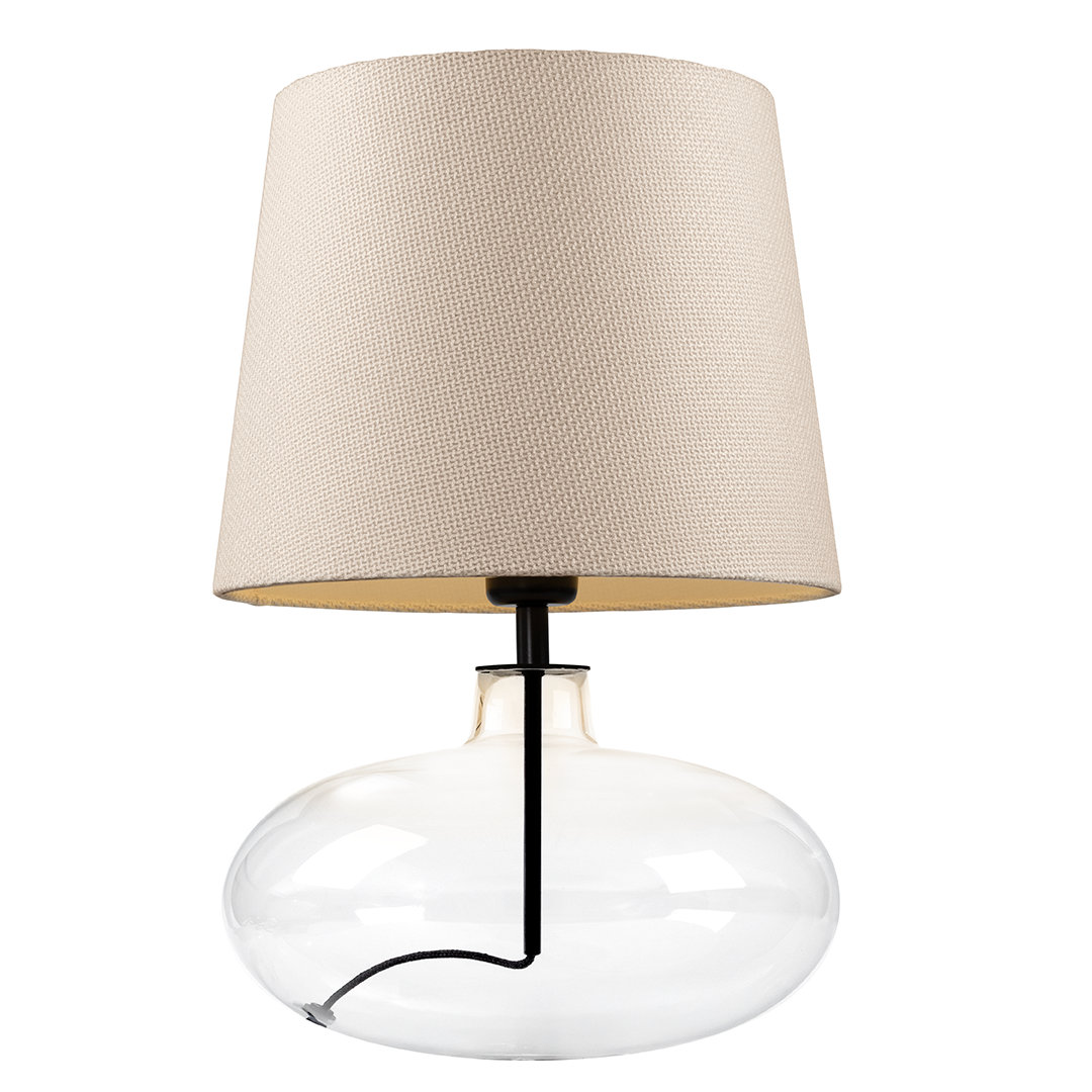Lampa stołowa SAWA NEW beżowa, transparentna podstawa