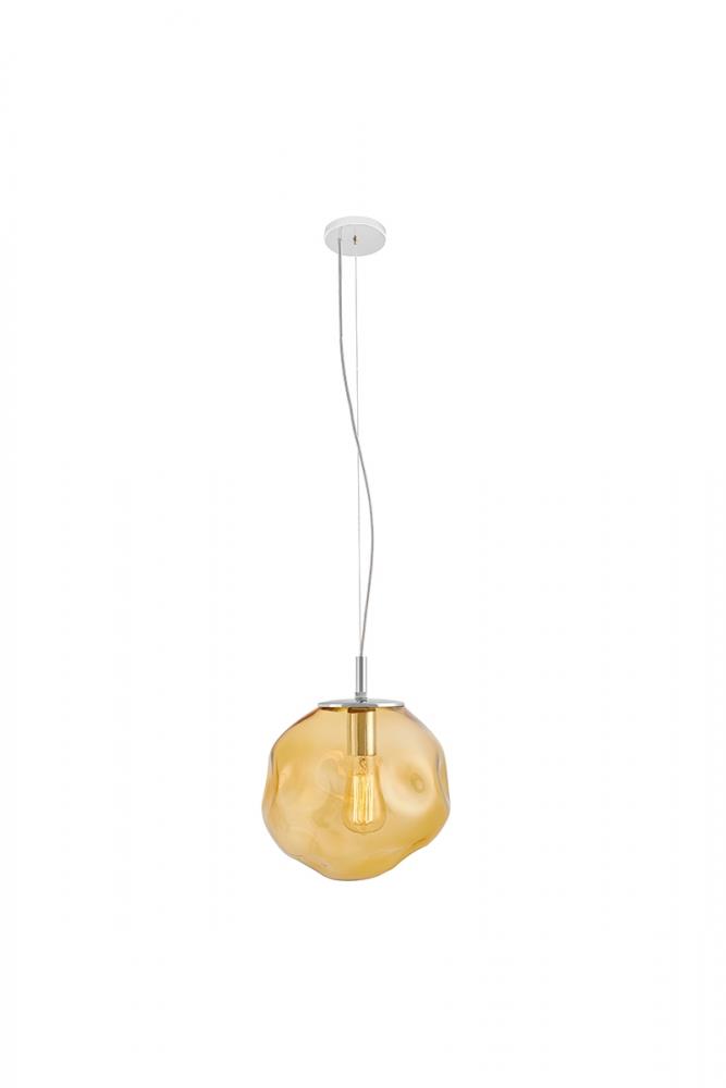 AVIA M amber pendant lamp, 30 cm, chrome