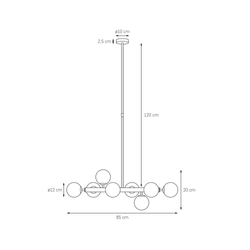 CUMULUS 2 eight-point chandelier, black