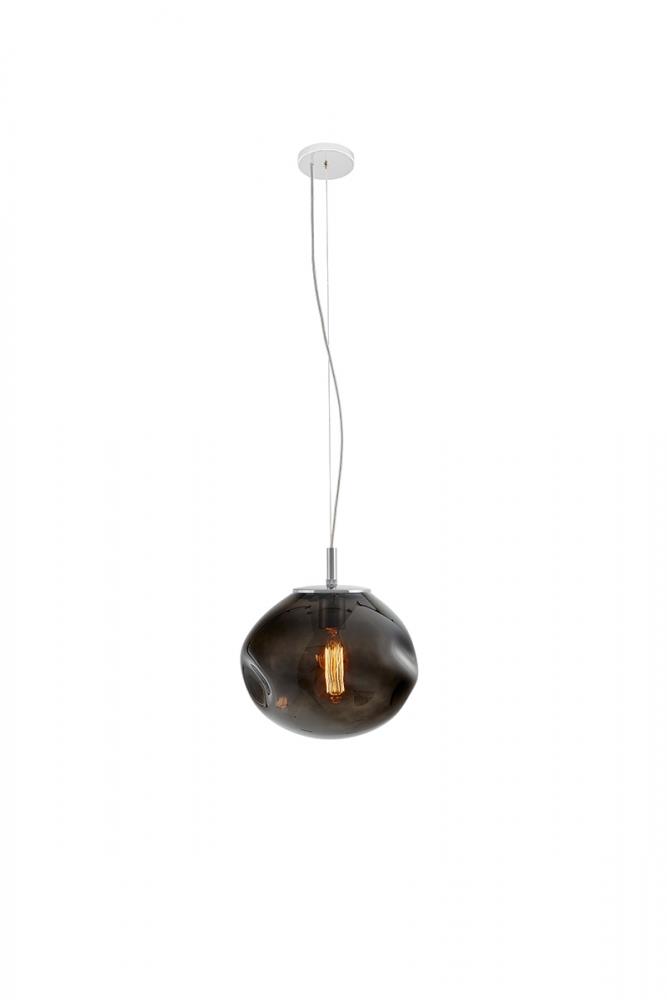 AVIA M pendant lamp smoky, 30 cm, chrome