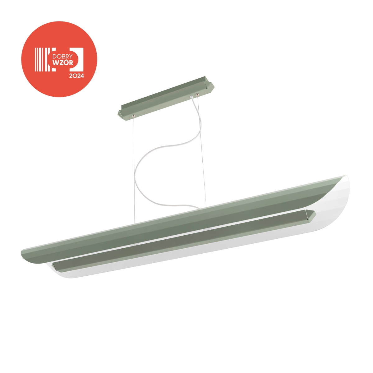 APOLIN 120 cm linear pendant lamp, sage and white