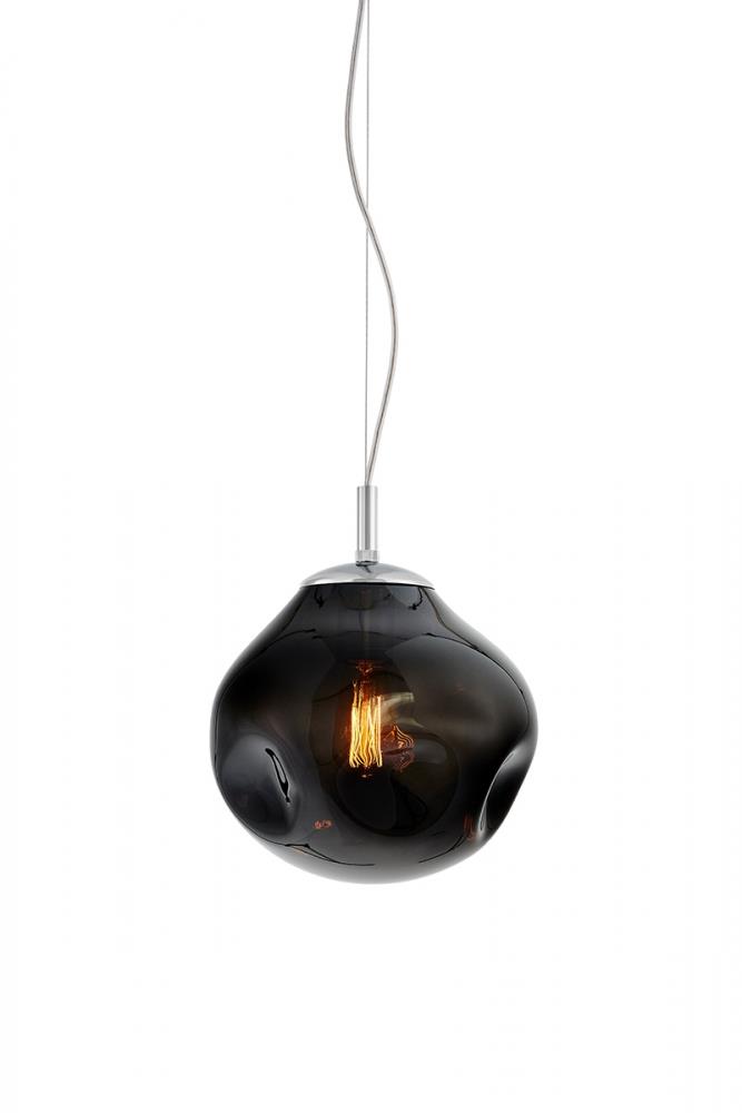 AVIA S pendant lamp smoky, 25 cm, chrome