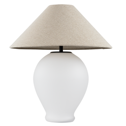 Lampa stołowa CLARA len, biała podstawa