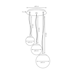 Lampa wisząca czarna ALUR 3 KASPA klosze białe, Kaspa