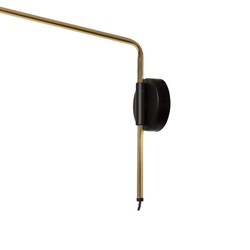 GASPAR black-gold wall lamp, on a cantilever, with an on/off switch