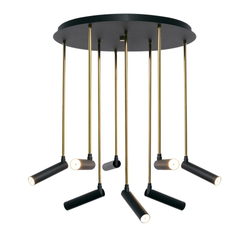 Lampa sufitowa wieloramienna LARS 8 czarna, na plafonie