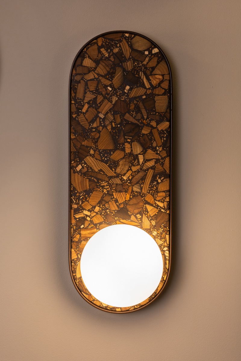 Oval wall lamp LEGRA IP44, brown