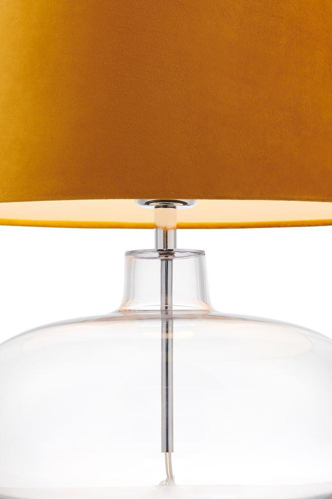 Lampa stołowa SAWA VELVET złota, transparentna podstawa