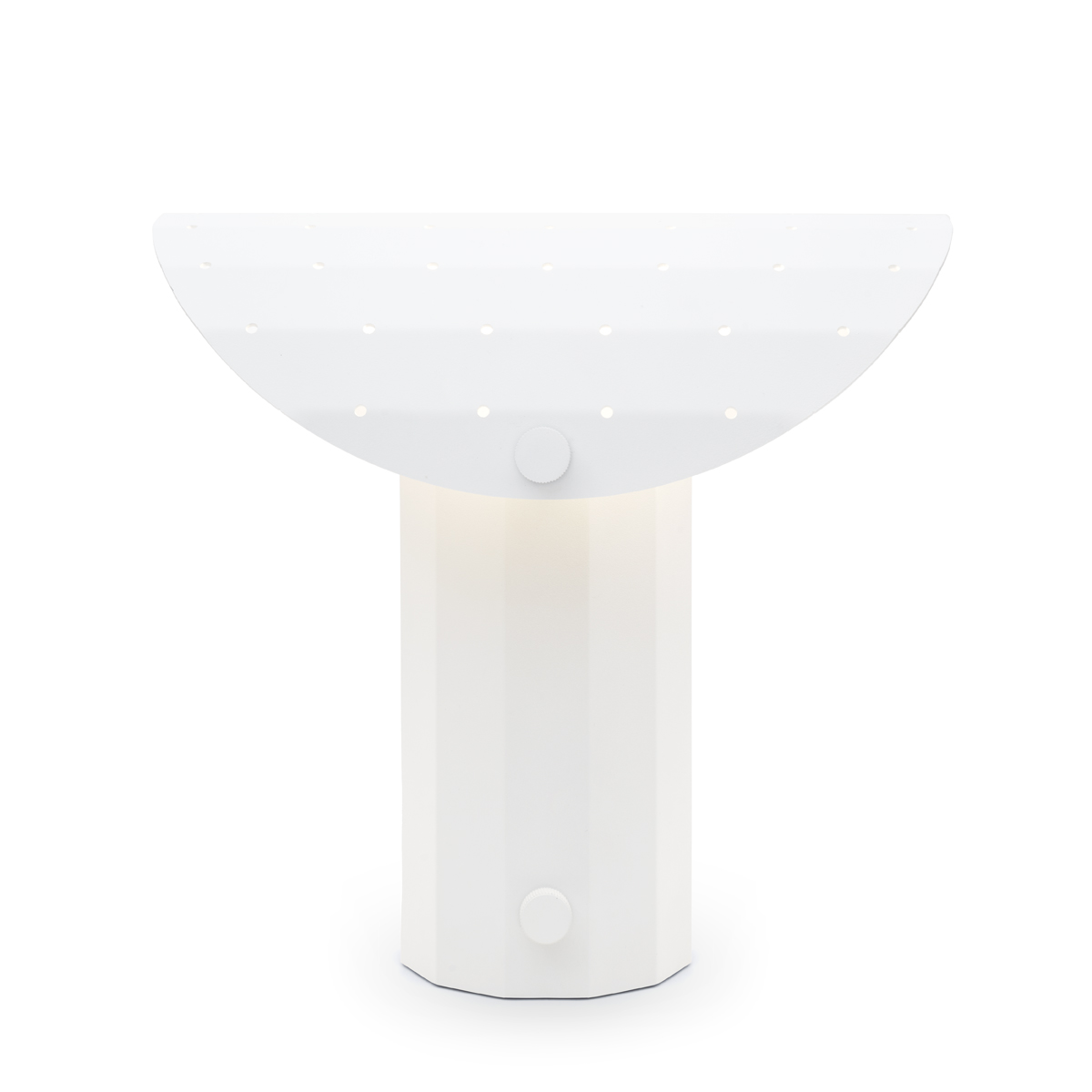 Lampa stołowa APOLIN z perforowanym daszkiem, 30 cm, biała