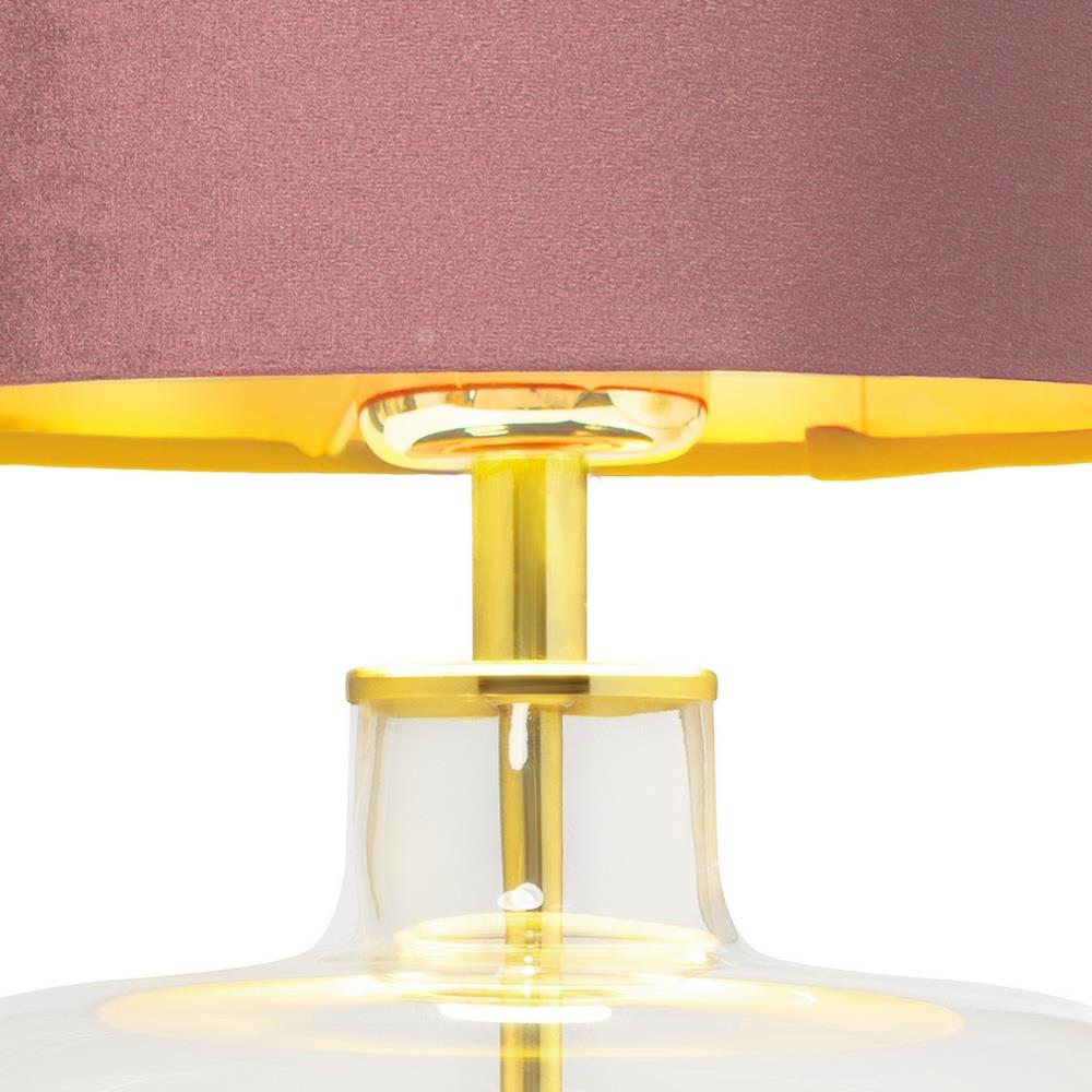 Lampa stołowa LORA różowa, transparentna podstawa