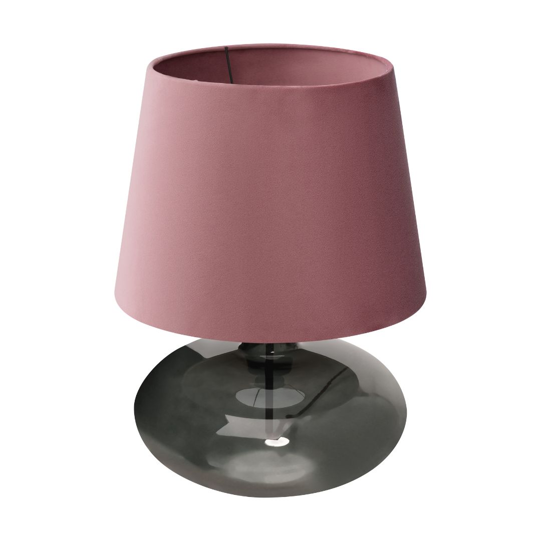 Lampa stołowa SAWA VELVET pudrowy róż, przydymiona podstawa