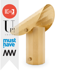 Lampa stołowa APOLIN z perforowanym daszkiem, 30 cm, szczotkowany mosiądz