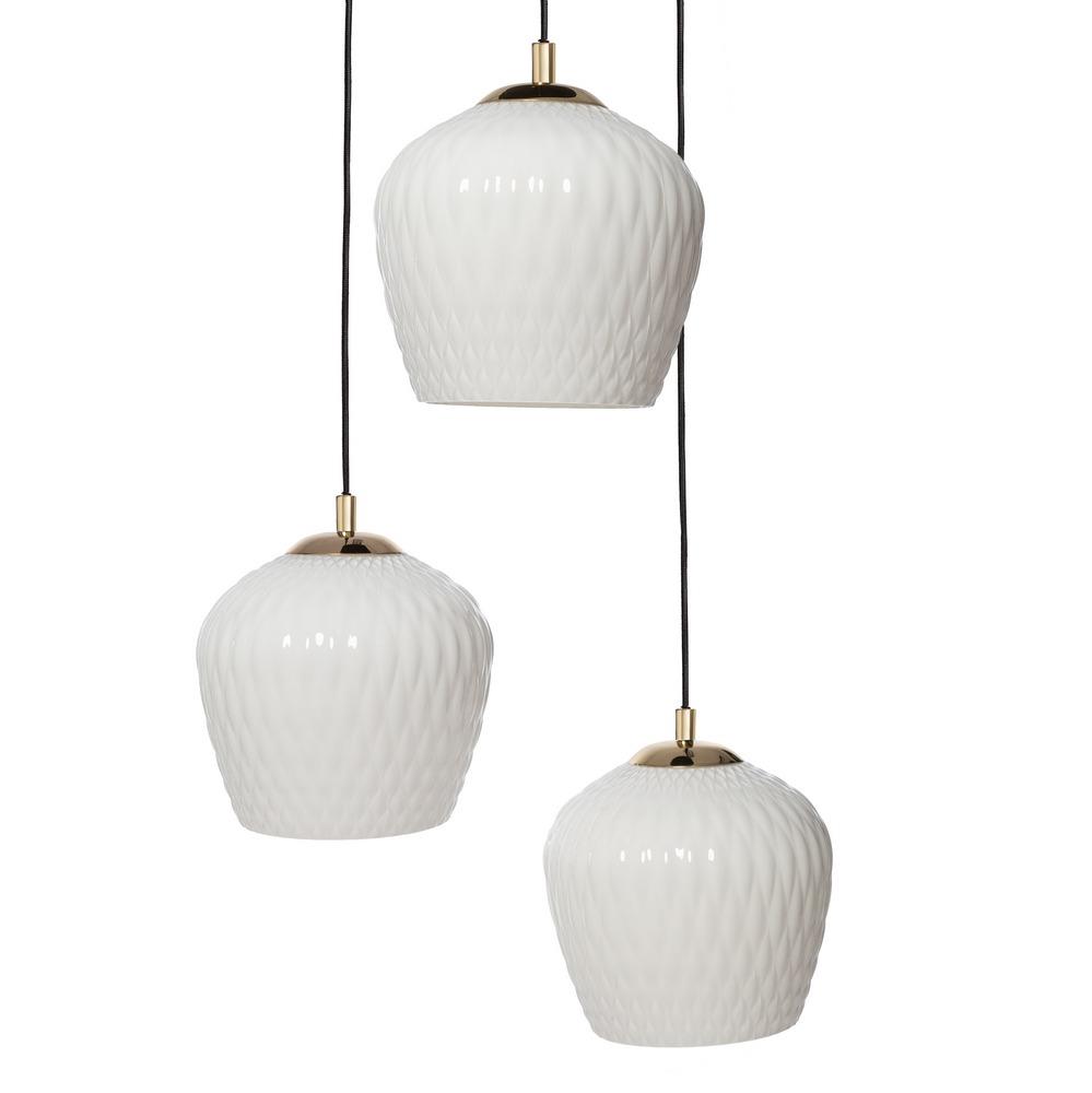 Three-point pendant lamp VENUS 3 white, on a plafond