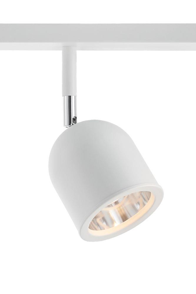 SPARK 4 four-point ceiling spotlight white with chrome finish, on a bar