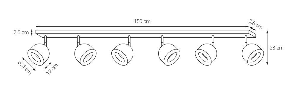 Lampa sufitowa czarna PILAR 6 KASPA , Kaspa